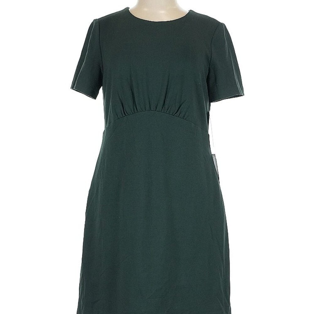 Green Short Sleeve Comfy Knit Work Dress
